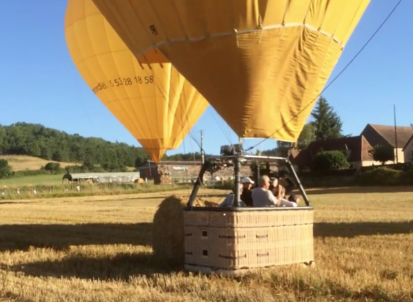 Vidéo d'atterrissage d'une montgolfière du Périgord