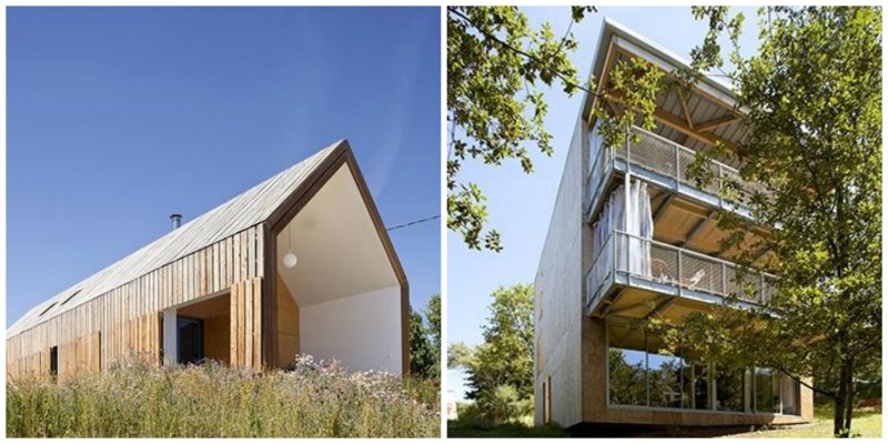 Image des deux maisons situées en dordogne nominées pour le concours Archinovo 